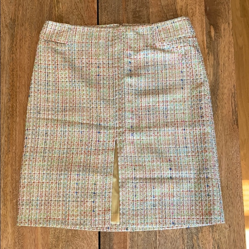 Tweed Mini Skirt with Front Slit